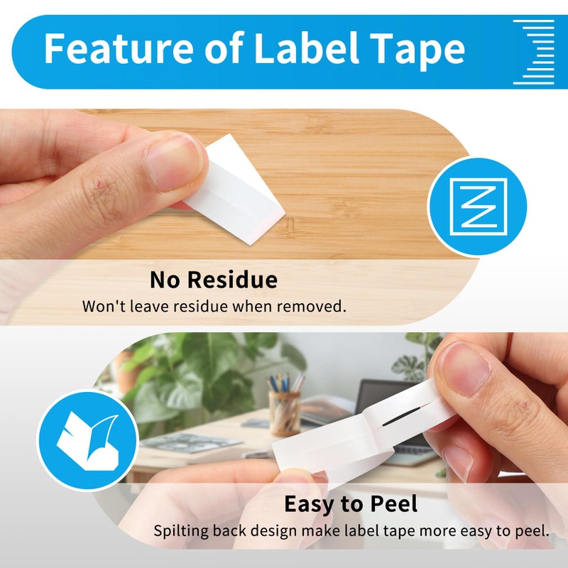 Wonfoucs Compatible with Dymo Label Make Refills 12 mm x 4 m 1/2 x 13 White Paper Label Refill, Compatible with Dymo Letratag Refills for LT-100H LT-110T LT-200B QX50, 5-Pack - Image 3